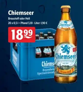 Getränke Hoffmann Chiemseer Braustoff oder Hell 20x0,5L Angebot