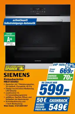 Expert Siemens einbaubackofen hb372g0s3 Angebot