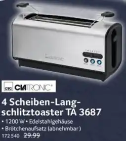 Selgros CLATRONIC 4 Scheiben-Langschlitztoaster TA 3687 Angebot