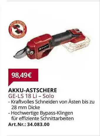 bauSpezi Akku-astschere Ge-ls 18 Li - Solo Angebot