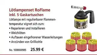 bauSpezi Lötlampenset Roflame Inkl. 5 Gaskartuschen Angebot