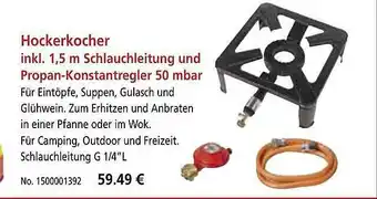 bauSpezi Hockerkocher Inkl. Schlauchleitung Und Propan-konstantregler 50 Mbar Angebot