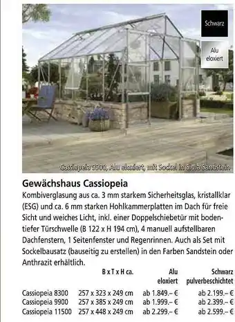 bauSpezi Gewächshaus Cassiopeia Angebot