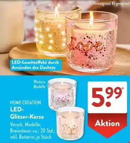 Aldi Süd HOME CREATION LED- Glitzer-Kerze Angebot