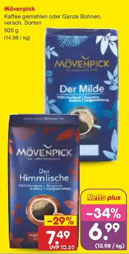 Netto Marken-Discount Mövenpick Kaffee gemahlen oder Ganze Bohnen Angebot