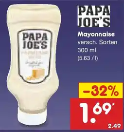 Netto Marken-Discount PAPA JOE'S Mayonnaise Angebot