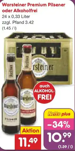 Netto Marken-Discount Warsteiner Premium Pilsener oder Alkoholfrei Angebot