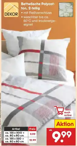 Netto Marken-Discount DEKOR Bettwäsche Polycotton, 2-teilig Angebot