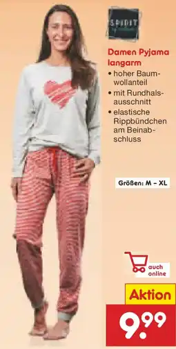 Netto Marken-Discount Damen Pyjama langarm Angebot
