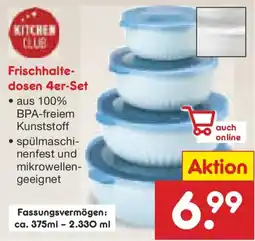 Netto Marken-Discount KITCHEN CLUB Frischhalte- dosen 4er-Set Angebot