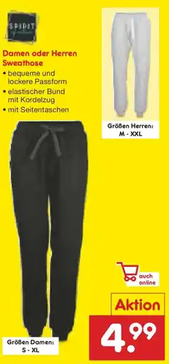 Netto Marken-Discount Damen oder Herren Sweathose Angebot