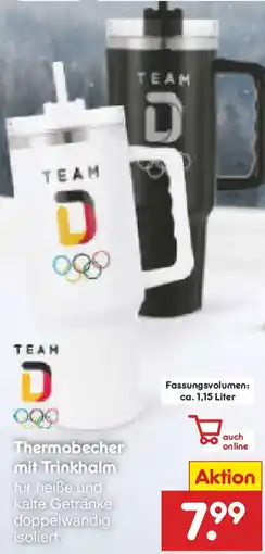 Netto Marken-Discount TEAM Thermobecher mit Trinkhalm Angebot