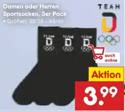 Netto Marken-Discount TEAH Damen oder Herren Sportsocken, 3er Pack Angebot