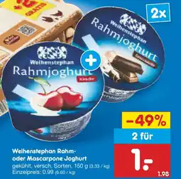 Netto Marken-Discount Weihenstephan Rahm- oder Mascarpone Joghurt Angebot