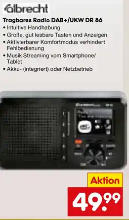 Netto Marken-Discount albrecht Tragbares Radio DAB+/UKW DR 86 Angebot