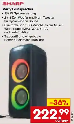 Netto Marken-Discount SHARP Party Lautsprecher Angebot