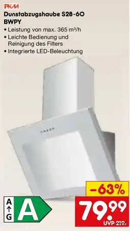 Netto Marken-Discount РКИ Dunstabzugshaube S28-60 BWPY Angebot