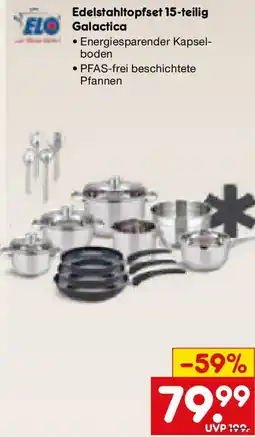 Netto Marken-Discount ELO Edelstahltopfset 15-teilig Galactica Angebot
