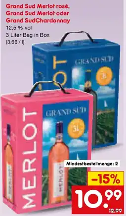 Netto Marken-Discount Grand Sud Merlot rosé, Grand Sud Merlot oder Grand SudChardonnay Angebot