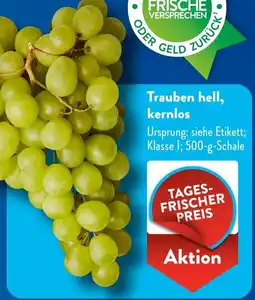 Aldi Süd Trauben hell, kernlos Angebot