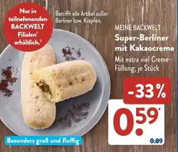 Aldi Süd MEINE BACKWELT Super-Berliner mit Kakaocreme Angebot