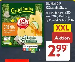 Aldi Süd GRÜNLÄNDER Käsescheiben Angebot