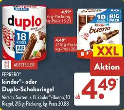 Aldi Süd FERRERO kinder- oder Duplo-Schokoriegel Angebot