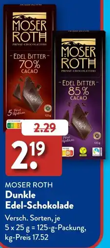 Aldi Süd MOSER ROTH Dunkle Edel-Schokolade Angebot