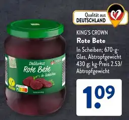 Aldi Süd KING'S CROWN Rote Bete Angebot