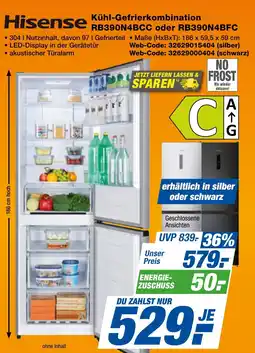 expert Techno Land Hisense Kühl-Gefrierkombination RB390N4BCC oder RB390N4BFC Angebot
