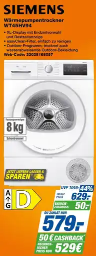 expert Techno Land SIEMENS Wärmepumpentrockner WT45HV94 Angebot