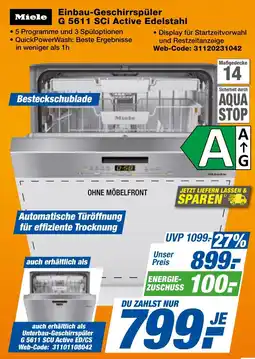 expert Techno Land Miele Einbau-Geschirrspüler G 5611 SCi Active Edelstahl Angebot