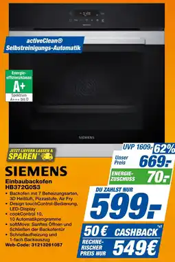expert Techno Land SIEMENS Einbaubackofen HB372G0S3 Angebot