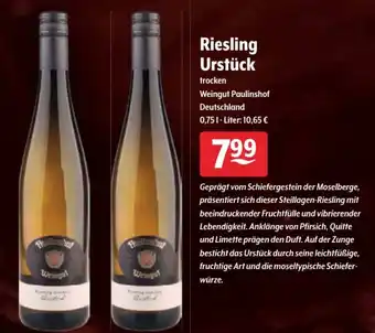 Getränke Hoffmann Riesling Urstück 0,75L Angebot