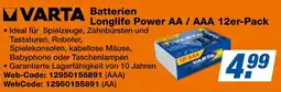expert Techno Land VARTA Batterien Longlife Power AA / AAA 12er-Pack Angebot