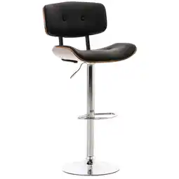 Netto Marken-Discount TPFLiving Barhocker Sarnico Gestell Metall in Chromoptik Sitz Walnuss Kunstleder Schwarz Angebot