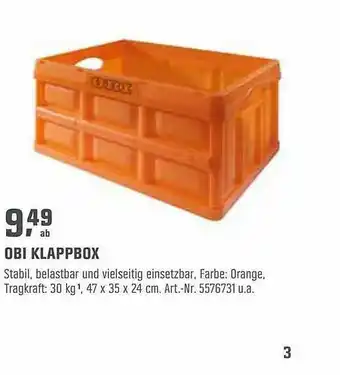 OBI Obi Klappbox Stabil Angebot