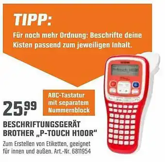 OBI Beschriftungsgerät Brother „p-touch H100r“ Angebot