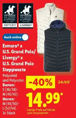 Lidl Esmara U.S. Grand Polo/ Livergy U.S. Grand Polo Steppweste Angebot