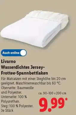 Lidl Livarno Wasserdichtes Jersey- Frottee-Spannbettlaken Angebot