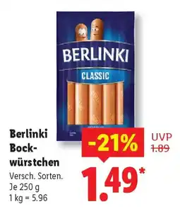 Lidl Berlinki Bockwürstchen Angebot