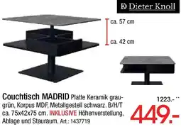 Zurbrüggen Dieter Knoll Couchtisch MADRID Angebot