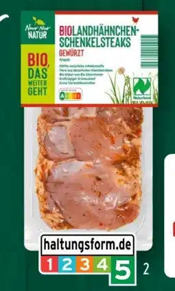 Aldi Süd Nur Natur Bio-Landhähnchen-Schenkelsteaks mariniert Angebot