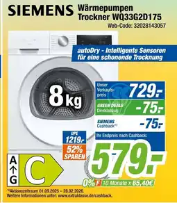 Expert Siemens wärmepumpen trockner wq33g2d175 Angebot