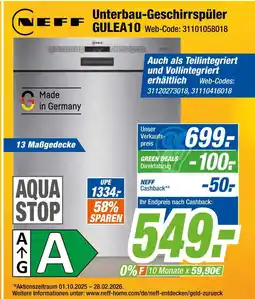 Expert Neff unterbau-geschirrspüler gulea10 Angebot