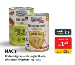 Das Futterhaus Mac's hochwertige nassnahrung für hunde Angebot