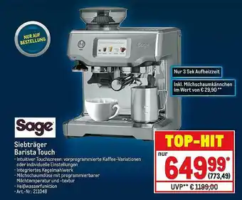 METRO Sage Siebträger Barista Touch Angebot