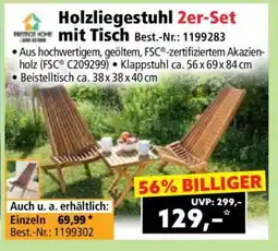 Norma Holzliegestuhl 2er-Set mit Tisch Angebot