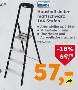Globus Baumarkt KRAUSE Haushaltsleiter mattschwarz 1x4 Stufen Angebot