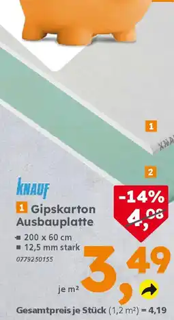 Globus Baumarkt KNAUF Gipskarton Ausbauplatte Angebot